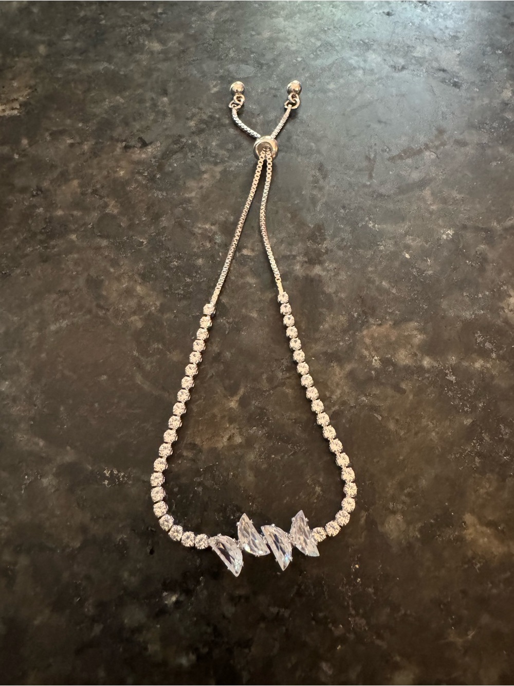 Source Unknown Silver-Tone Crystal Bracelet with Marquise Accents